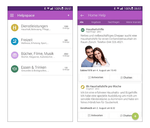 upway App, Hilfe und Aktivitäten