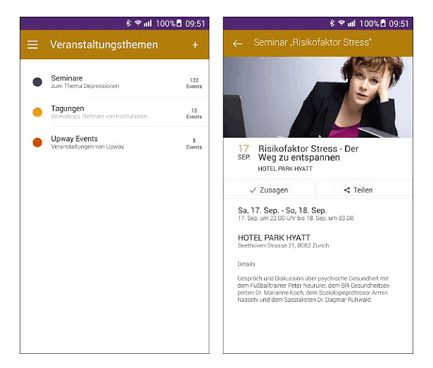 upway App, Veranstaltungen